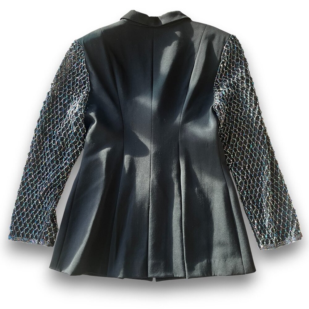 NWOT, Vintage Lulu Bravo Blazer, Iridescent Beaded Sleeves, Sz 12, So Unique! - Picture 3 of 14